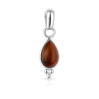 Pendentif Oeil de Tigre Poire 7x5mm Argent 925