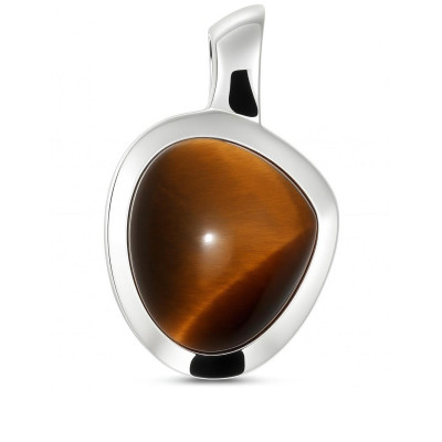 Pendentif Oeil de tigre taille fantaisie sur Argent 925