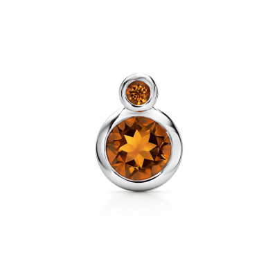 Pendentif Or Blanc 2 Citrines Rondes
