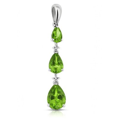 Pendentif Or Blanc 375 Péridot Poire et Diamant