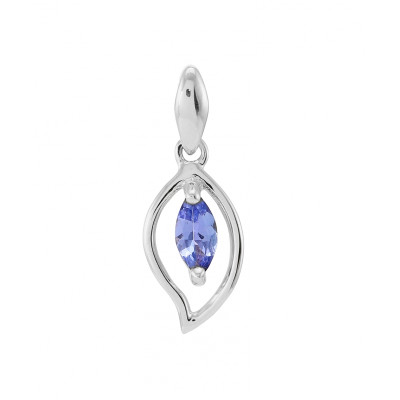 Pendentif Or blanc 375 Tanzanite navette 6x3mm