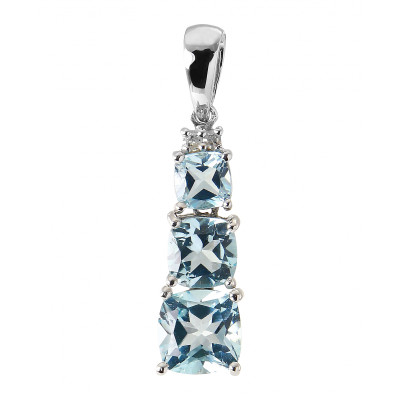 Pendentif Or blanc 375 Topazes Coussin et Diamants