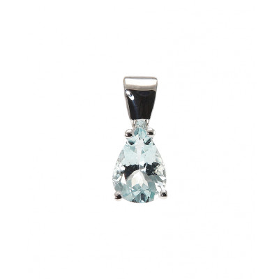 Pendentif Or Blanc 750 Aigue Marine Poire 8x6mm