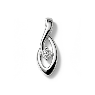 Pendentif Or Blanc 750 Diamant  0.064 carat