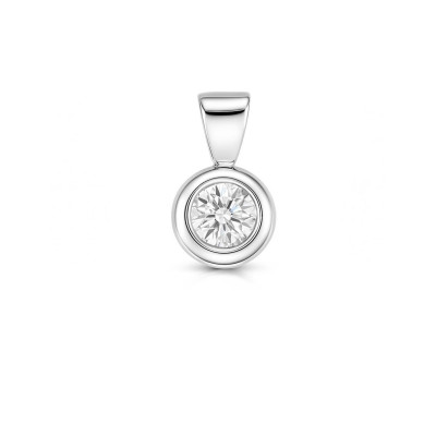 Pendentif Or Blanc 750 Diamant 0.30 Carat J Si2