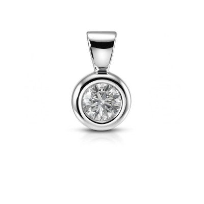 Pendentif Or Blanc 750 Diamant 0.38 Carat M Vs2