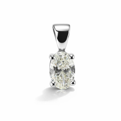 Pendentif Or Blanc 750 Diamant Ovale 0.56 carat