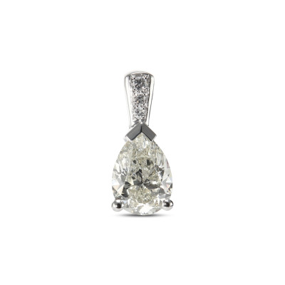 Pendentif Or Blanc 750 Diamant poire 0.9 carat