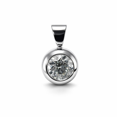 Pendentif Or Blanc 750 Diamant Serti Clos