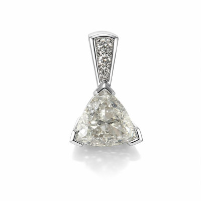 Pendentif Or Blanc 750 Diamant Trillion