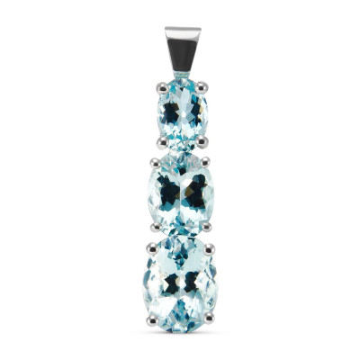 Pendentif Or Blanc 750 et 3 aigues marines ovales