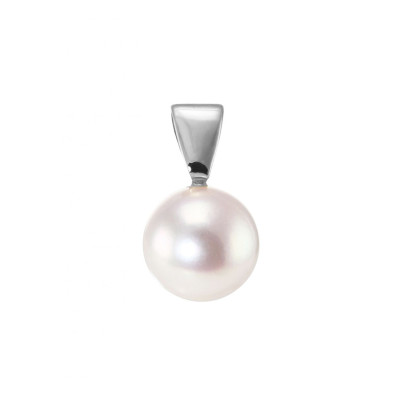 Pendentif Or Blanc 750 Perle de culture Akoya 8.5mm AAA
