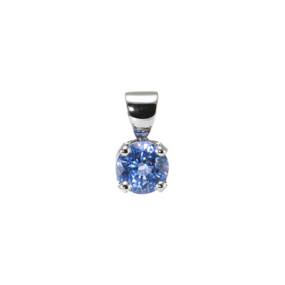Pendentif Or Blanc 750 Saphir Ceylan AAA Rond 5.5mm