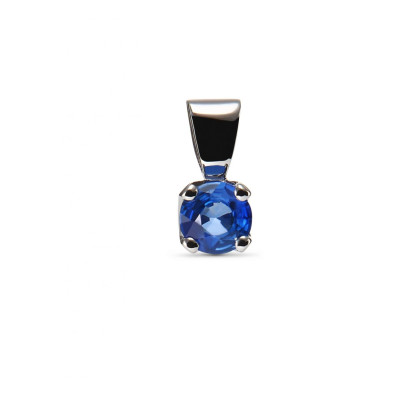 Pendentif Or Blanc 750 Saphir de Ceylan AAA rond 4.6mm