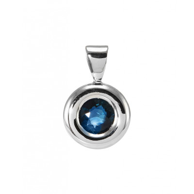Pendentif Or Blanc 750 Saphir Rond 5.5mm