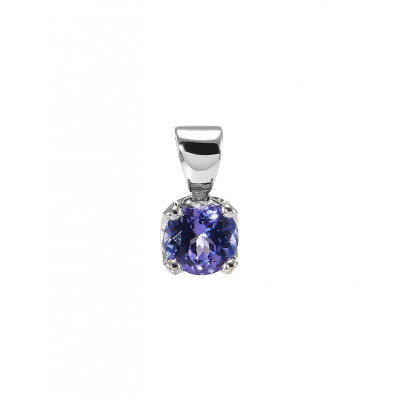 Pendentif Or Blanc 750 Tanzanite ronde 5.6mm