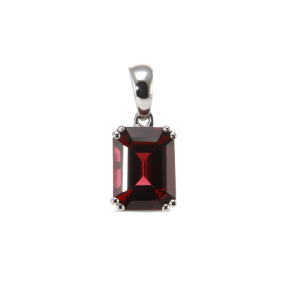 Pendentif Or Blanc Grenat rectangulaire 9x6mm