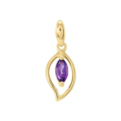 Pendentif Or jaune 375 Améthyste navette 6x3mm
