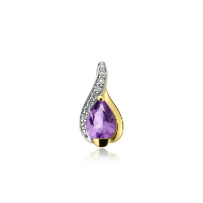 Pendentif Or Jaune 375 Améthyste Poire 7x5mm et Diamant