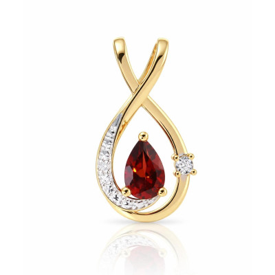 Pendentif Or Jaune 375 Grenat Poire 7x5mm