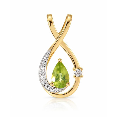 Pendentif Or Jaune 375 Péridot Poire 7x5mm