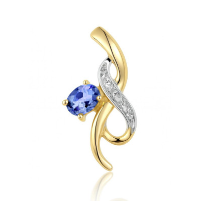 Pendentif Or Jaune  375 Tanzanite Ovale 5x4mm et Diamant