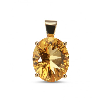 Pendentif Or Jaune 750 Citrine Ovale 12x10mm