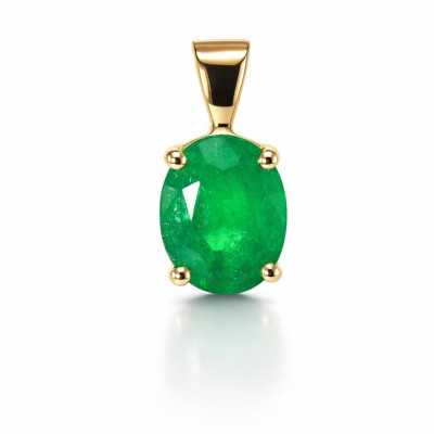Pendentif Or Jaune 750 Emeraude AAA Ovale 9.5x7.5mm