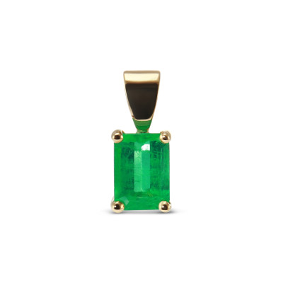 Pendentif Or Jaune 750 émeraude AAA rectangulaire 7x5mm