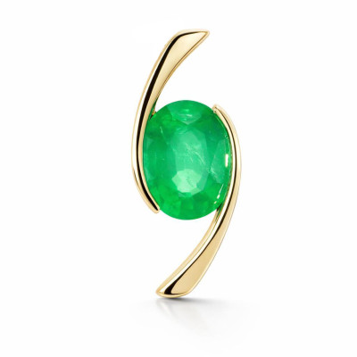 Pendentif Or Jaune 750 Emeraude Ovale 10x8mm AAA