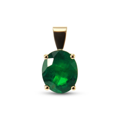 Pendentif Or Jaune 750 émeraude ovale 10x8mm