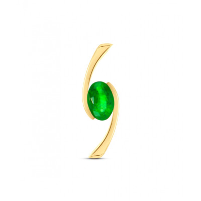 Pendentif Or Jaune 750 Emeraude Ovale 6x4mm