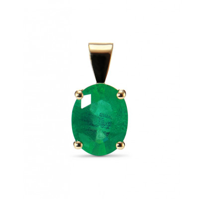 Pendentif Or Jaune 750 émeraude ovale 9x7mm