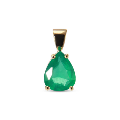 Pendentif Or Jaune 750 Emeraude Poire 10x8mm AAA