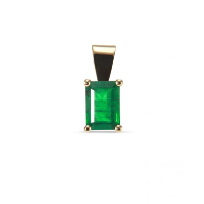 Pendentif Or Jaune 750 émeraude rectangulaire 7x5mm