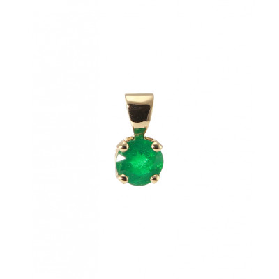 Pendentif Or Jaune 750 Emeraude Ronde 5.5mm