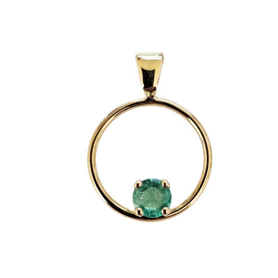 Pendentif Or Jaune 750 Emeraude Ronde 5mm