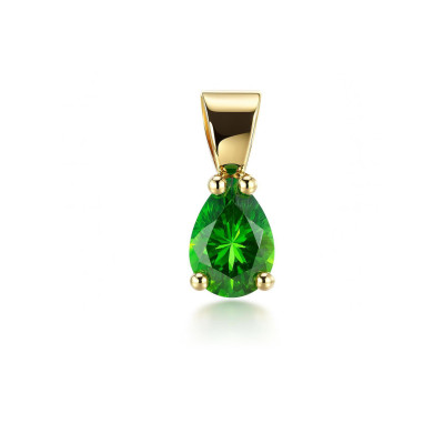Pendentif Or Jaune 750 Grenat Tsavorite Poire 7x5mm AAA