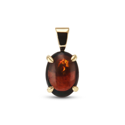Pendentif Or Jaune 750 opale noire 10x7mm