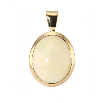 Pendentif Or Jaune 750 Opale Ovale 14x11mm