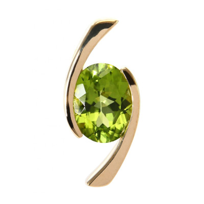 Pendentif  Or Jaune 750 Péridot ovale 10x8mm