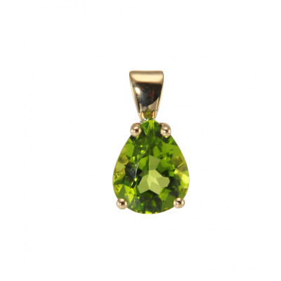 Pendentif Or Jaune 750 Péridot Poire 10x8mm AAA