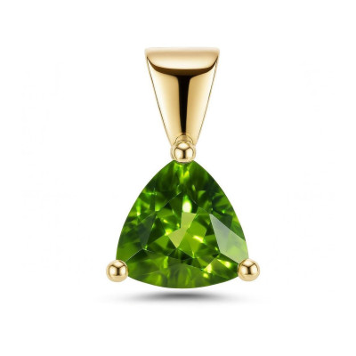 Pendentif Or Jaune 750 Péridot Trillion 8x8mm AAA