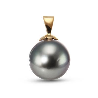 Pendentif Or Jaune 750 Perle de culture de Tahiti 12.5mm