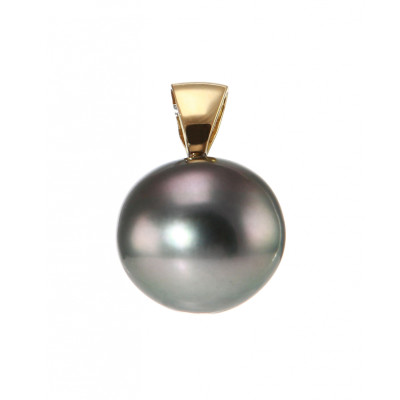 Pendentif Or Jaune 750 Perle de culture Tahiti 11mm AA
