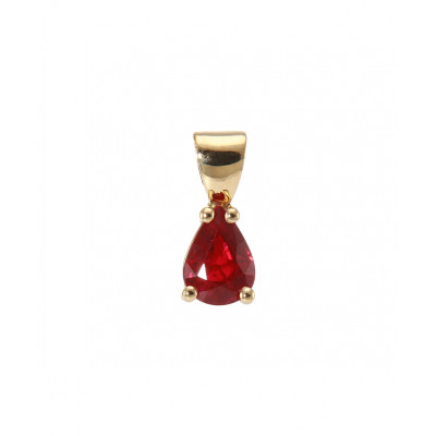 Pendentif Or Jaune 750 Rubis AAA Poire 7x5mm