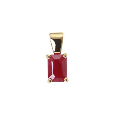 Pendentif Or Jaune 750 Rubis rectangulaire 7x5mm