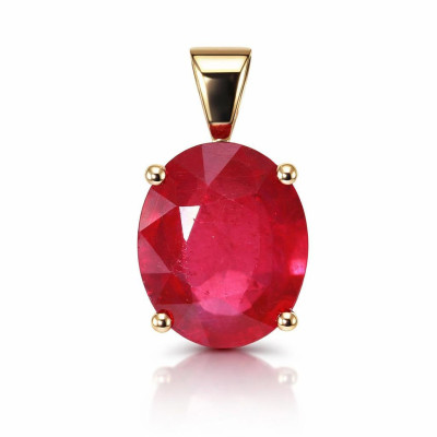 Pendentif Or Jaune 750 Rubis Traité ovale 12x10mm