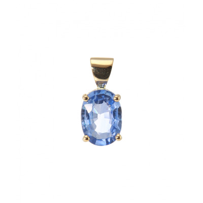 Pendentif Or jaune 750 Saphir Ceylan ovale 8x6mm