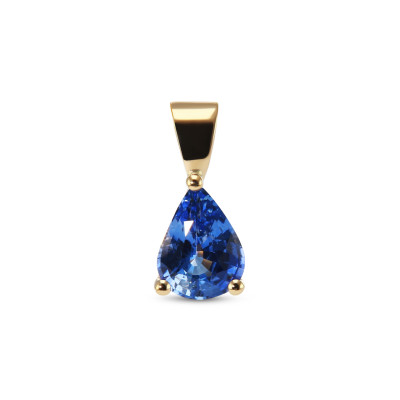 Pendentif Or Jaune 750 Saphir de Ceylan AAA Poire 8x6mm